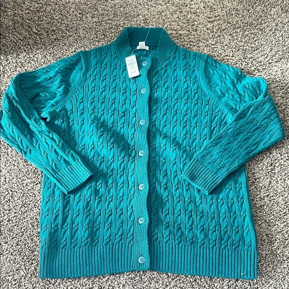 L.L. Bean Sweaters - L.L. Bean Thick Heavy Turquoise Cable Knit Cardigan